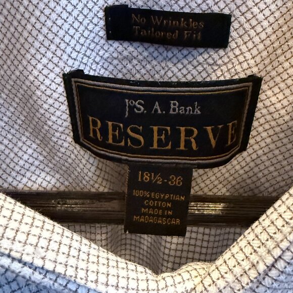 Jos. A. Bank Men’s Pink w/ checker Long Sleeve Dress Shirt Classic Fit 18.5 x 36 - Picture 4 of 5